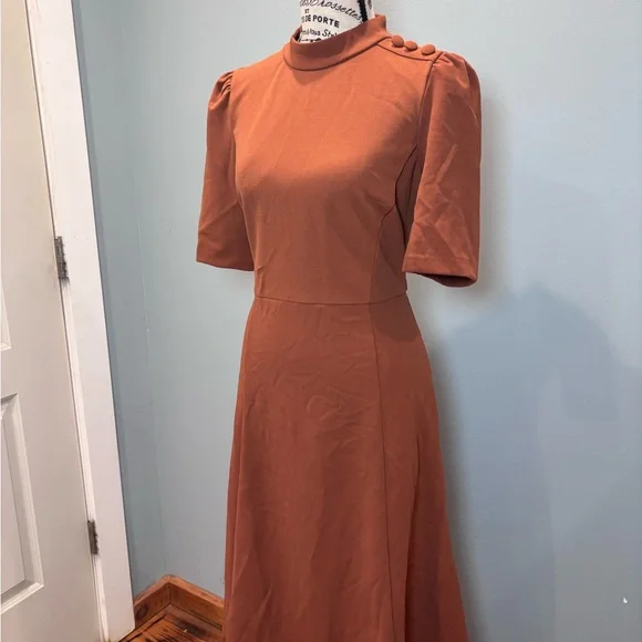 Chic Terracotta Midi Dress - Picture 3 of 6